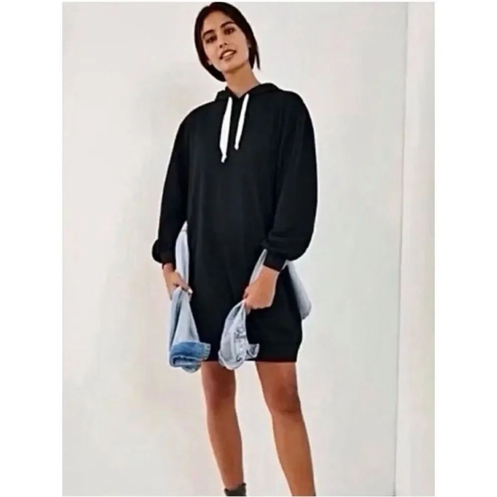 Anthropologie Saturday Sunday Adah Black Sweatshirt Mini Dress